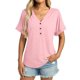 thumbnail image 4 of Camiseta TICTICMISS para mujer, manga corta, cuello en V, color rosa veraniego, 4 of 6