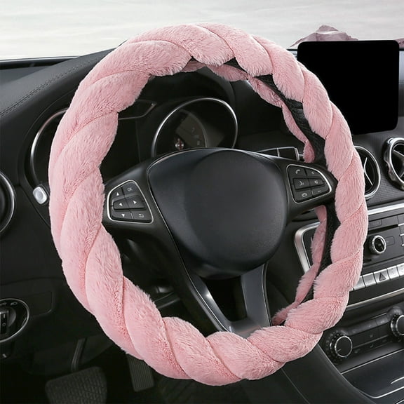 Car Steering Wheel Cover under $5! Yannianjz Plush Steering Wheel Cover, Soft Fluffy Car Steering Wheel Protector, Non-Slip Winter Warm Cover, Universal Fit 14-15 Inch, Elegant Interior Car Accessory
