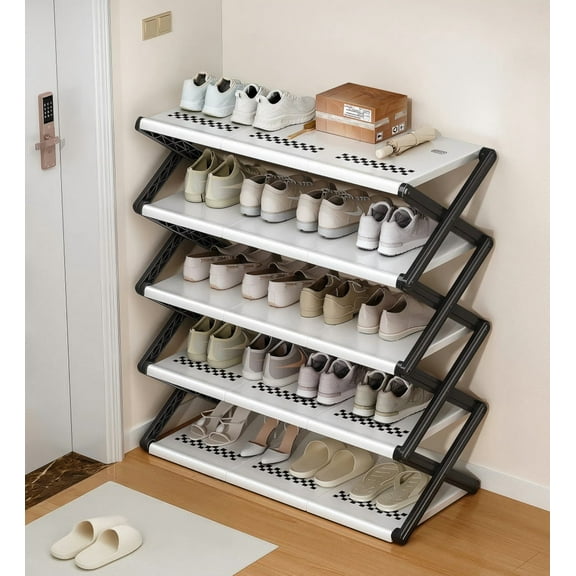 Joybos 5-Tier Folding Shoe Rack, No-Install, Portable Shoe Organizer for Family - Entryway/Closet/Bedroom