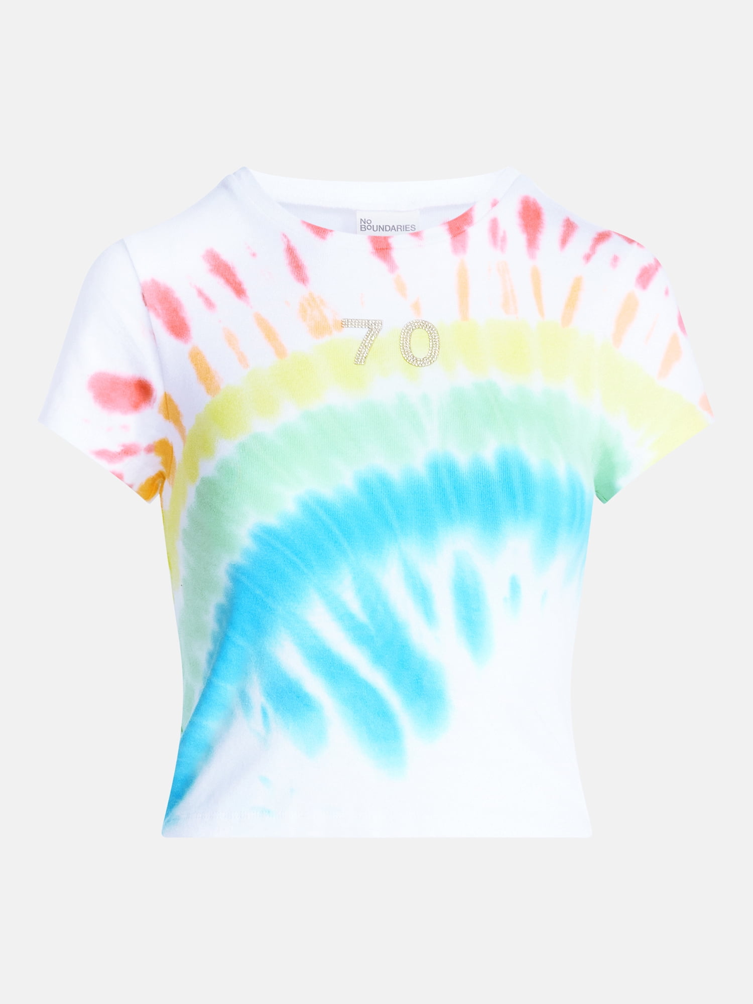 No Boundaries Pride Tie Dye Ribbed Graphic Cotton Baby Tee, Women's XXS-XXL