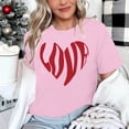 thumbnail image 5 of Fartey Valentine's Day Crewneck T-Shirt fro Women Cute Love Heart Garphic Tees Loose Fit Short Sleeve Party Tops Fashion Holiday Shirt Pink S-3XL, 5 of 5