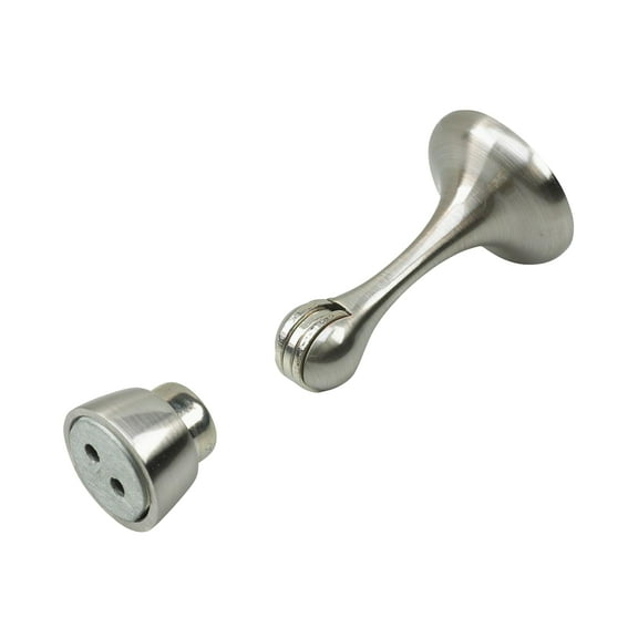 Rok Steel Magnetic Door Stop with Catch in Brushed Nickel Finish