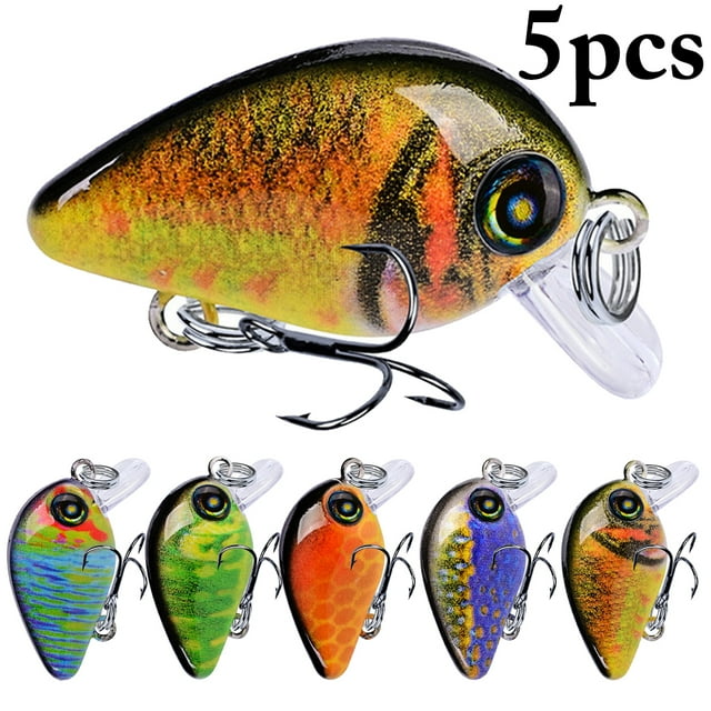 Bangcool 5 Pcs Appâts de Pêche Réalistes Leurres de Pêche en Plastique Popper Crankbaits de Pêche