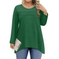 thumbnail image 3 of WellSize Plus Size Women Tunic Tops Casual Crew Neck Long Sleeve Blouses Dressy Pleated Fall Shirts, 3 of 9