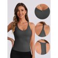 thumbnail image 3 of DARING DIVA Women's Ribbed Slim-Fit Deep V Neck Tank Tops L Dark Gray, 3 of 6