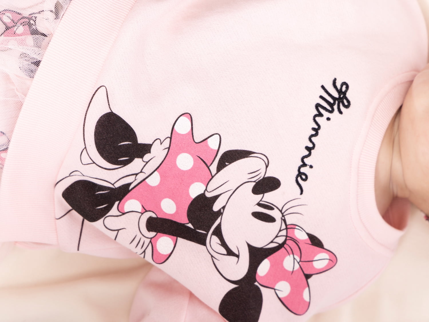 Disney Minnie Mouse Baby Girls Graphic Tulle Sweatshirt and Printed Leggings with Bow Headband Set, 3-Piece, Sizes 0/3M-24M