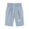 thumbnail image 4 of Women's Half Pants Linen Cotton Loose Pants Casual Elastic Waist Shorts Fashionable Printing Elastic Waist 5-inch Pants Drawstring 5-inch Shorts, 4 of 4