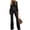 Black, variant on LYMAYTER Women's High Waist Flare Bell Bottom Jeans Button Front Vintage Wash Stretch Denim Pants
