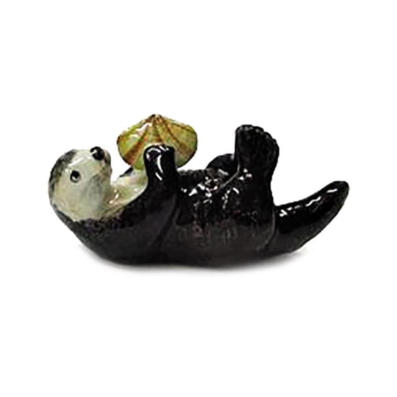 Northern Rose Black Sea Otter Shell Marine Mammals - Hand-painted Home Decor Animal Decorative Figurine - Miniature Porcelain Figurine