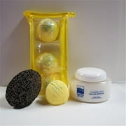 Dead Sea Spa Care DeadSea-BBTLV04 3 Pack Lemmon Verbena Bubble Bath Truffles, 10 oz Eucalyptus Mint Salt Scrub & Pumice Stone
