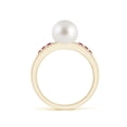 thumbnail image 2 of ANGARA South Sea Cultured Pearl Ring with Rubies in 14K Yellow Gold for Women | June Birthstone, Birthday, Anniversary, Jewelry Gift for Women | Pearl Ring, 2 of 9
