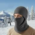thumbnail image 2 of Men's 3-in-1 Winter Balaclava Mask, Fleece Lined Face Cover, Windproof Ski Mask, Thermal Neck Gaiter, Cold Weather Hood, Motorcycle Riding Mask, Outdoor Sports Face Protection - Grey, 2 of 7