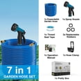 thumbnail image 2 of Larmtek 50 ft Expandable Garden Hose,Blue,Water Hose for Outside with 10 Spray Nozzles,Hose Holder,Multi-Purpose Anti-Rust Solid Brass Connector,Leak-Proof Design,2024 edition, 2 of 8