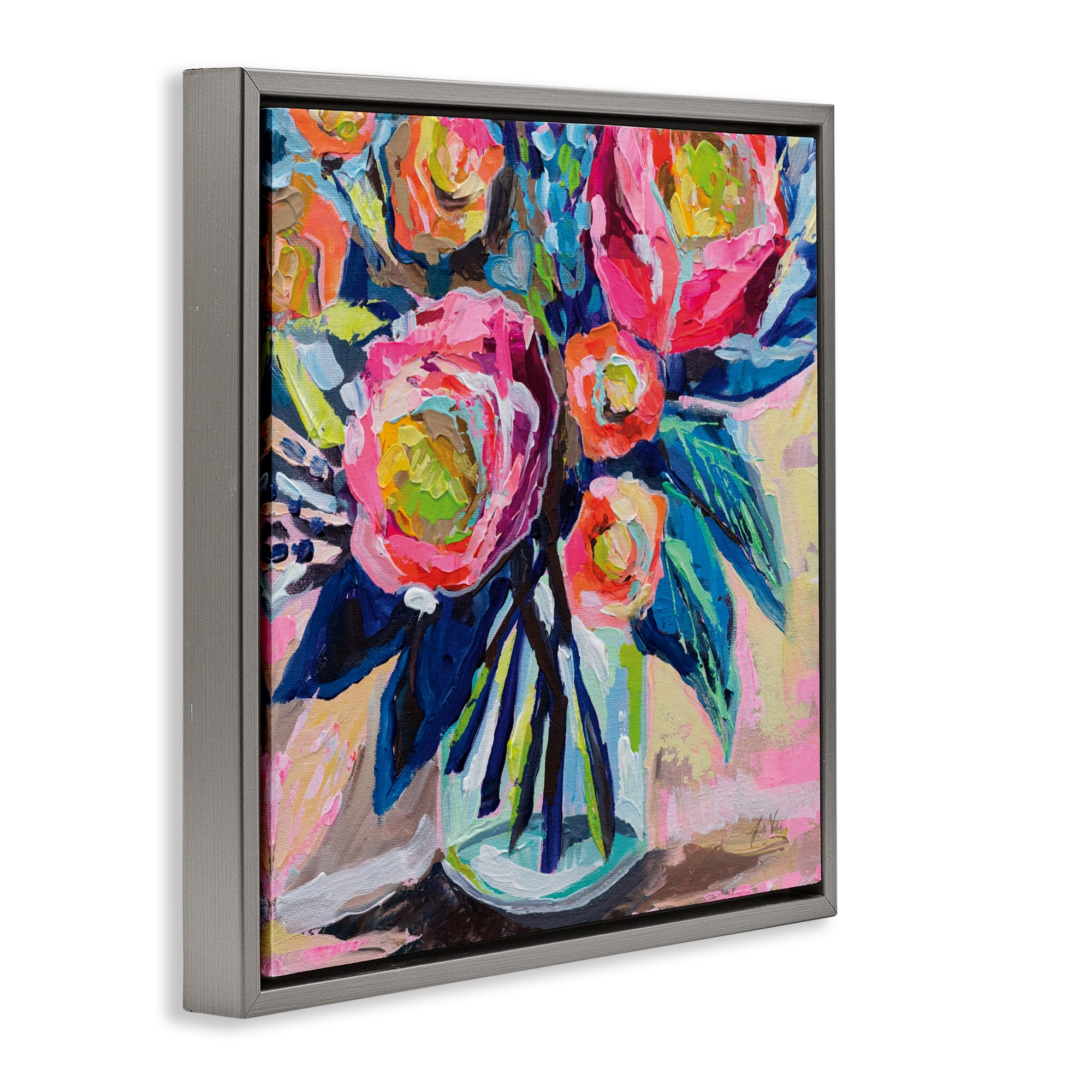 Stupell Industries Because You Love Me Gray Framed Floater Canvas Wall Art, design by Jeanette Vertentes