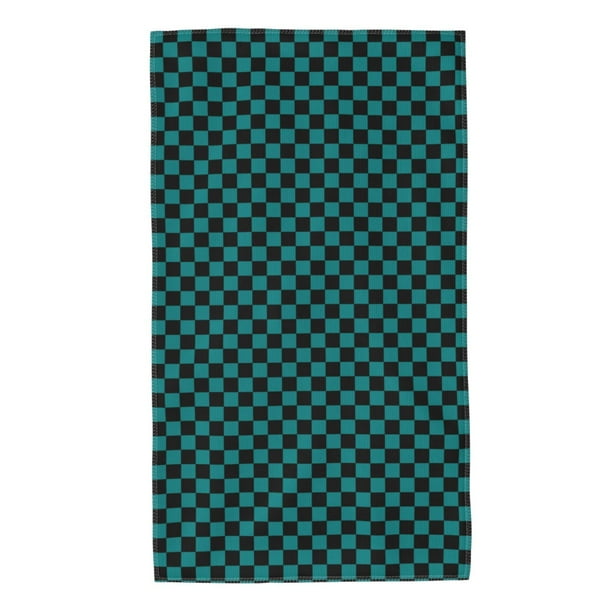Fotbe Black And Teal Checkerboard Toalla Premium con Patrón, Toalla de Microfibra de Secado Rápido, Ligera y Altamente Absorbente (27.5x16in), Ideal para Uso Diario