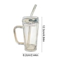 thumbnail image 2 of Clear Glass Water Cup With Handle, Lid and Straw, Lead-Free Thick Glass Coffee and Beverage Tumbler for Hot or Cold Drinks at Home or Office, 2 of 6