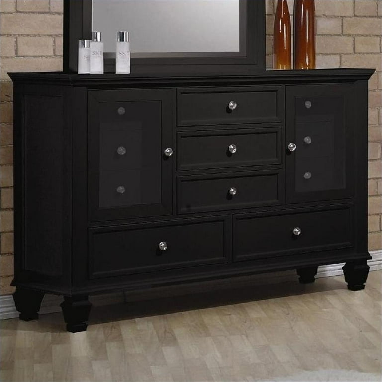 black and silver dresser and nightstand Gray Classic King Size Bed Panel HB Dresser Nightstand w Jewelry Tray Mirror 4pc Set Solid Wood Bedroom Furniture, Size: Eastern King Size
