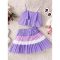 thumbnail image 3 of Coduop Kids Girls Sleeveless Crop Top and Pleated Skirt Suit 2Pcs Summer Outfit Set,Two Piece, 3 of 8