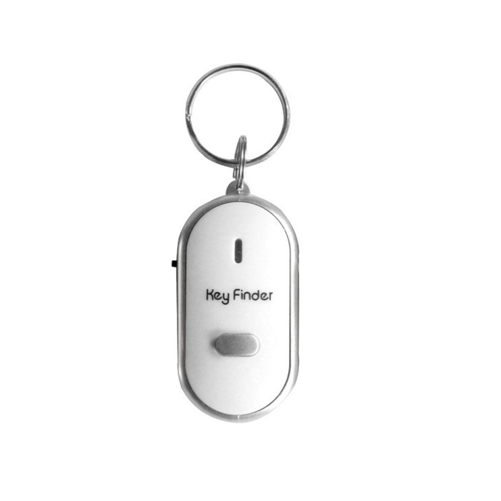LED Whistle Key Finder Flashing Beeping Sound Control Alarm Anti-Lost Keyfinder Locator Tracker with Keyring White