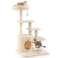 thumbnail image 1 of Gymax 40'' Multi-level Cat Tower w/Condo Padded Perch Bed Sisal Scratching Posts Ball Beige, 1 of 10