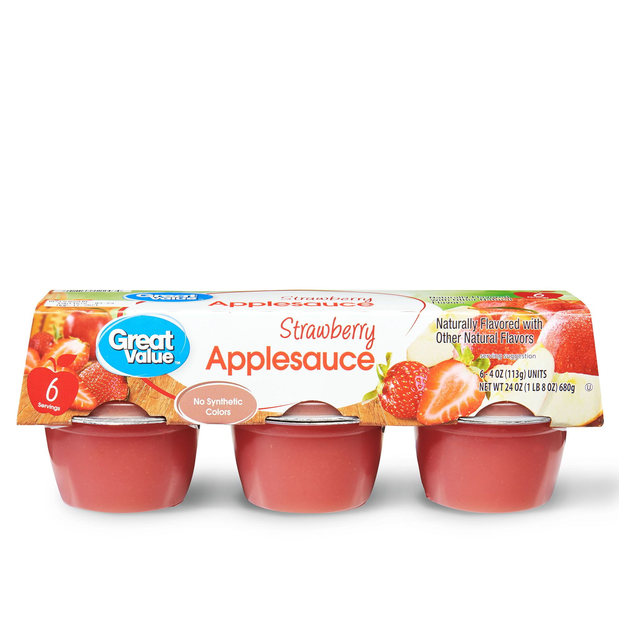 Great Value Applesauce Cups, Strawberry, 6 Count