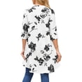 thumbnail image 3 of INSPIRE CHIC Women's High Low Tops 3/4 Sleeve V Neck Floral Asymmetrical Loose Button Down Shirt Dressy Casual Blouse S White, 3 of 5