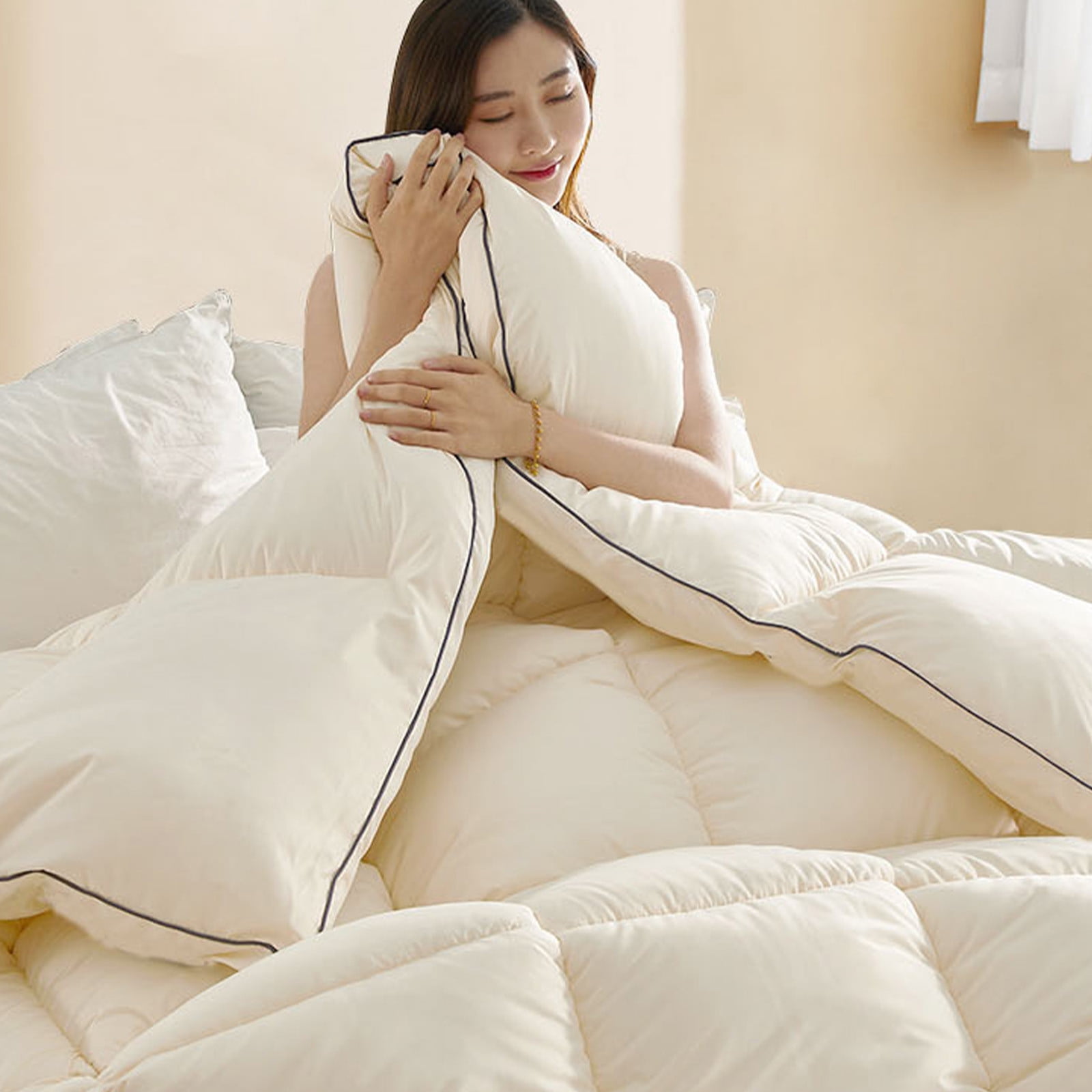 MERILER Machine Washable Lightweight Quilt: Ideal for All-Season Cool Comfort, Breathable and Easy Care with 98% Cotton