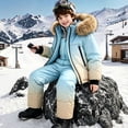 thumbnail image 7 of vdgthytj Little Boys Girls 2 Piece Snowsuits Winter Gradient Outfits Long Sleeve Full Zip down Jackets and Bib Snow Pants Toddlers Warm Outdoor Ski Sets(5-6Years,Light Blue), 7 of 7