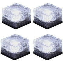 Qishi Brick Light Solar Ice Light Ice Cube Lights Buried Light Paver for Garden Courtyard Pathway Patio Outdoor Decoration 4 Pack Cold White