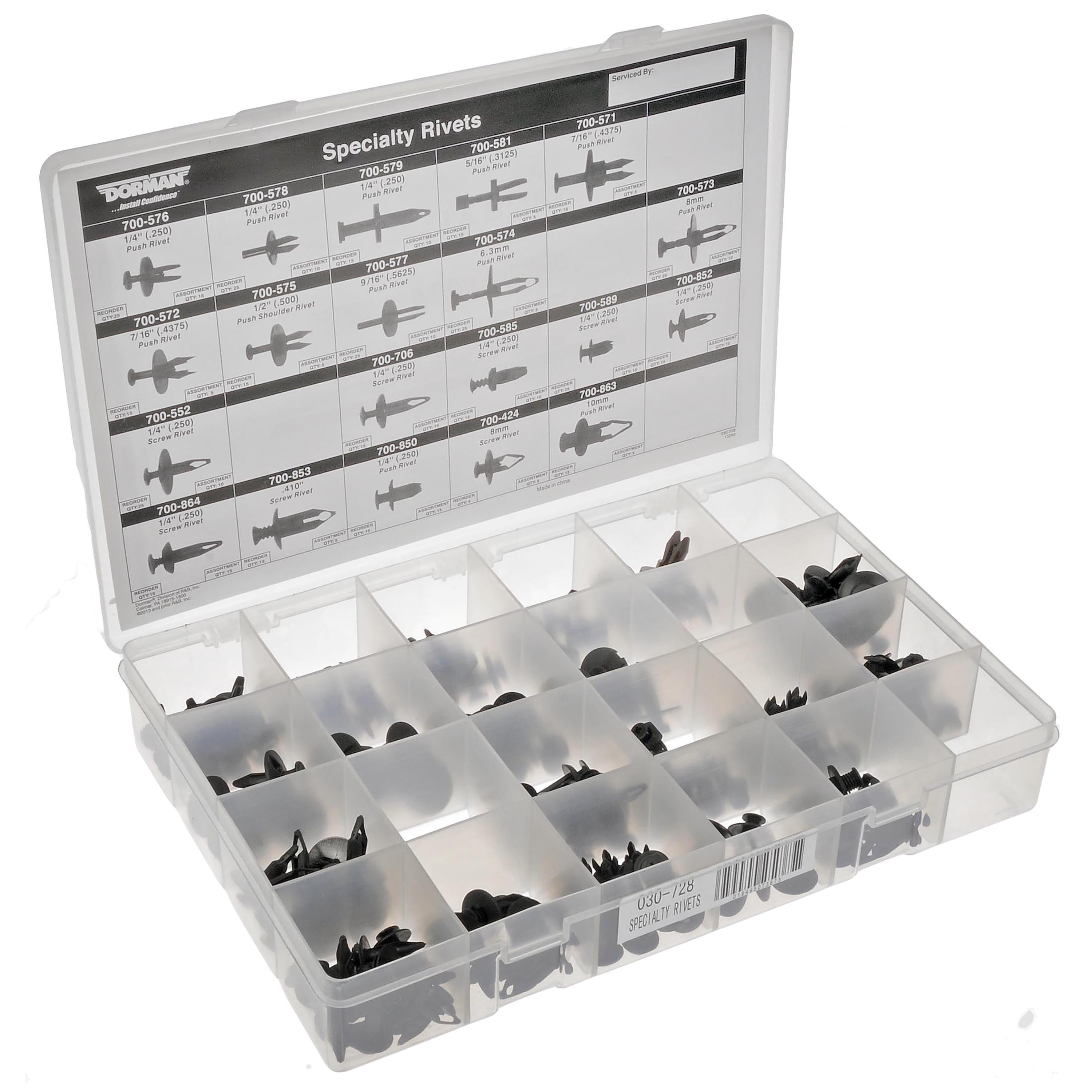 Dorman 030728 Body Retainer Tech Tray Pushin/Screwin Retainers , Pack of 190