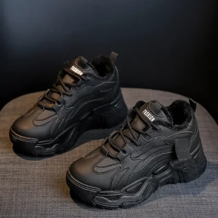 

Women‘s Shock-resistant Sneakers Low Top Lace Up Platform Casual Shoes Women‘s Fleece Liner Warm Footwear