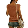 thumbnail image 5 of Elainilye Fashion Womens Summer Tops Solid Color Cap Sleeve Blouses T-Shirt Casual Loose Fit Basic Tank Tops,Brown, 5 of 9