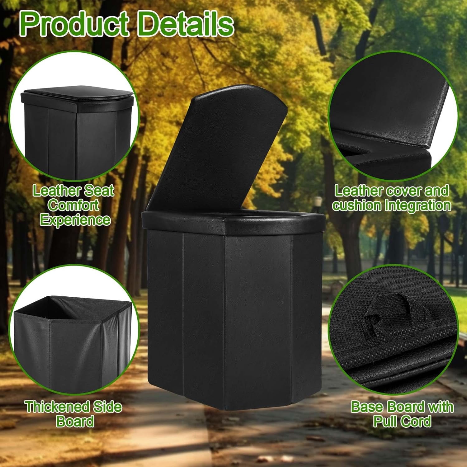 Portable Toilet for Adults, 16.5" XL Portable Toilet for Camping, Camping Toilet with Lid, Camp Toilet with Handbag,Portable Potty For Indoor, Outdoor, And Emergency Use