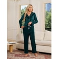 thumbnail image 3 of EK4YDNDS Womens Flannel Pajama Set, Long Button Down Lightweight Pjs Set with Pockets,(Dark Green,2XL), 3 of 4