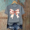 thumbnail image 4 of Womens Valentines Tshirts Cute Bow Valentine Day Graphic Tees Pullover Summer Short Sleeve Casual Tee Tops, M Gray, 4 of 6