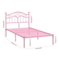 thumbnail image 5 of Yoneston Twin Kids Metal Platform Bed Frame with Vintage Headboard, Sturdy Steel Slat Mattress Foundation with 11" Under-Bed Storage, Pink, 5 of 9