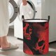 thumbnail image 5 of Fotbe Red And Black Abstract Skull Cesto de Ropa con Asas, Cesto Impermeable de Gran Capacidad, Bolsa de Lavado para Dormitorio, Cesto de Ropa con Ruedas y Asas-Small, 5 of 6