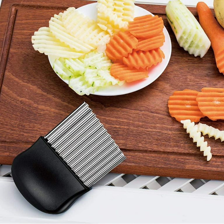  Potato Cutting Knife, Stainless Steel Wavy potato Cutter  Crinkle Cut Knife Kitchen Wavy French Fries Slicer for Cutting Potatoes  Carrots Cucumbers: Home & Kitchen