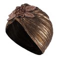 thumbnail image 2 of 1 turbante con volantes dorados y delicado estampado., 2 of 5
