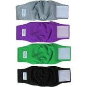 Teamoy 4pcs Reusable Wrap Diapers for Male Dogs, Washable Puppy Belly Band (XS, Black+ Gray+ Green+ Purple)