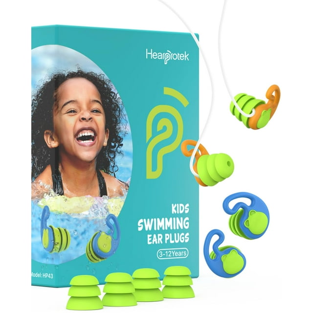 Tapones para los Oídos para Natación Hearprotek para Niños, Impermeables, Color Naranja