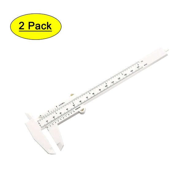 Calibrador Único Bargains 150mm 6 pulgadas Regla Plástica Métrica Mini Doble Escala Herramientas de Medición Blanca 2Pcs