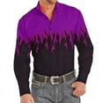 thumbnail image 1 of Camisa occidental para hombre con solapa de llama para exteriores, calle, manga larga, botones estampados, ropa de diseñador de moda, informal, suave, 1 of 6