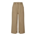 thumbnail image 5 of FENGGHAO Women's Casual Pants Front Style Back Elastic Waist Wide Leg Crop Pants Loose Fit 7/8 Length Trousers For & Daily Wear, 5 of 6