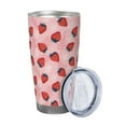 thumbnail image 2 of Daiia Strawberries Printed 20oz Insulated Coffee Cup with Straw Topper, Fully Spill Proof Travel Coffee Mug, Stainless Steel Tumbler for Work Home Outdoor Car-Without Straw, 2 of 8