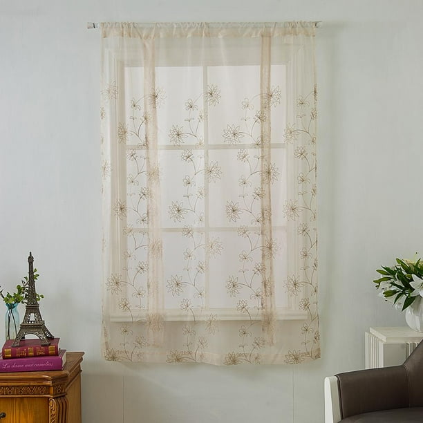 Cortinas de Amarre BLESIY Ventana Pequeña 46x63 Pulgadas Flores