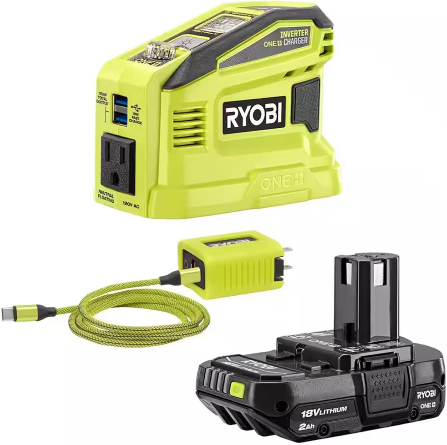 Ultimate Portable Power Bundle with Ryobi 150W Battery Source, Solar Panel, and 16" BUHO Tool Bag - Reliable Power Anywhere, Anytime