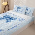 thumbnail image 3 of Homewish Girls Blue Bowknot Zipper Full Size Comforter Sets with Fitted Sheet and 2 Pillowcases,Blue Letter C Monogrammed Zipper Bedding Set For Girls Kids,Reversible,4-Piece, 3 of 7