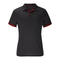 RYRJJ Mens Polo Shirts Short Sleeve Color Block Golf T Shirt Summer Lightweight Casual Collared Business Work Shirts(Black,XL)