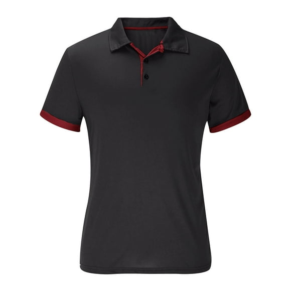 Wpawbk Summer Essential Men's Contrast Color Hem Short Sleeve Shirt, Breathable Polyester Casual Tops for Outdoor Daily Activities, Asian Fit Design